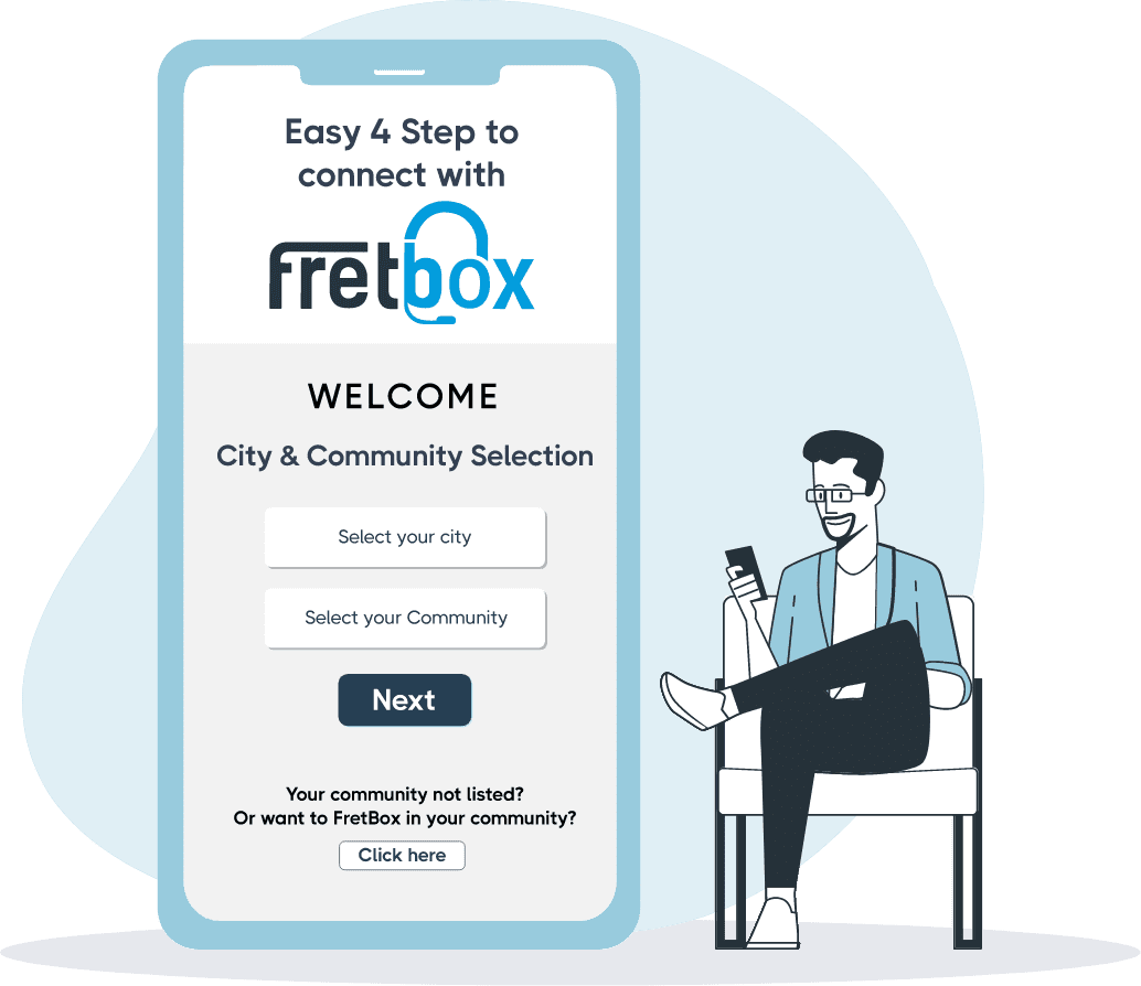 fretbox mobile application set up screen