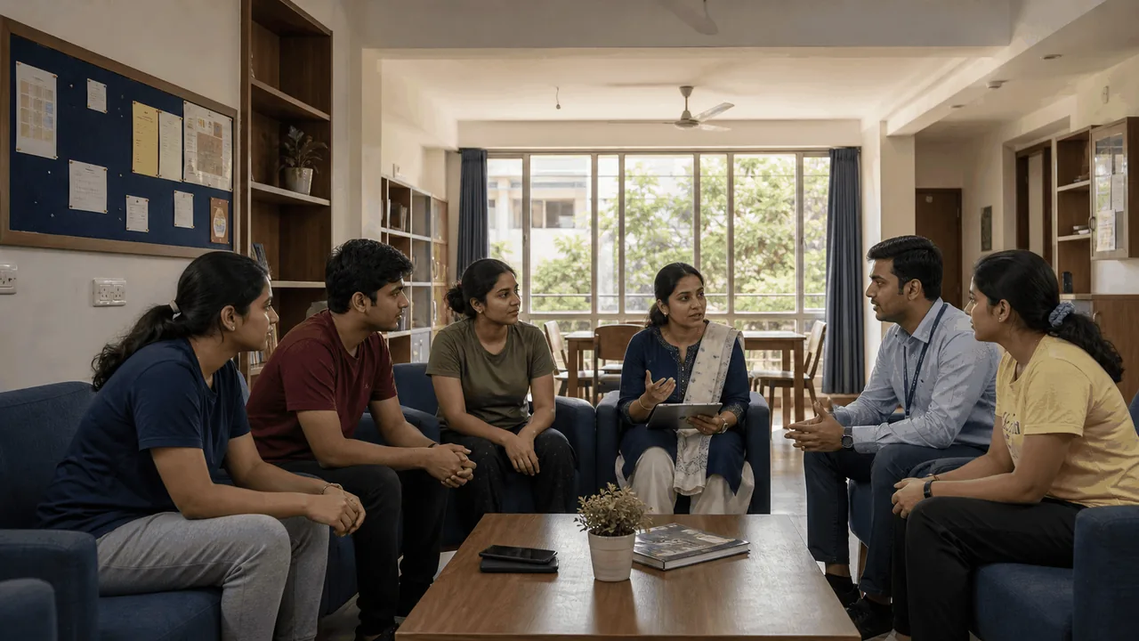 University hostel team reviewing anti-ragging prevention, reporting and response arrangements.