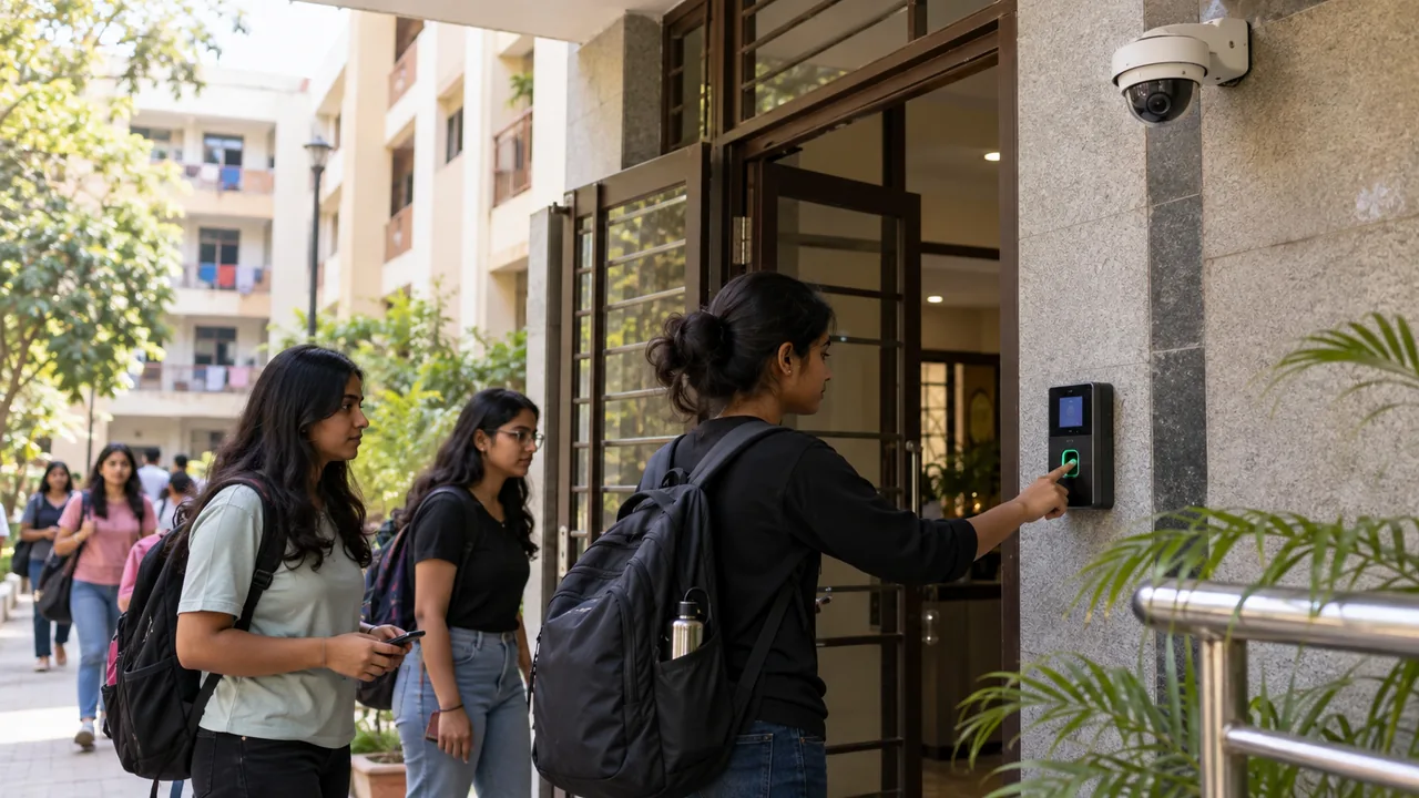 University privacy and security leaders reviewing CCTV and biometric access controls.